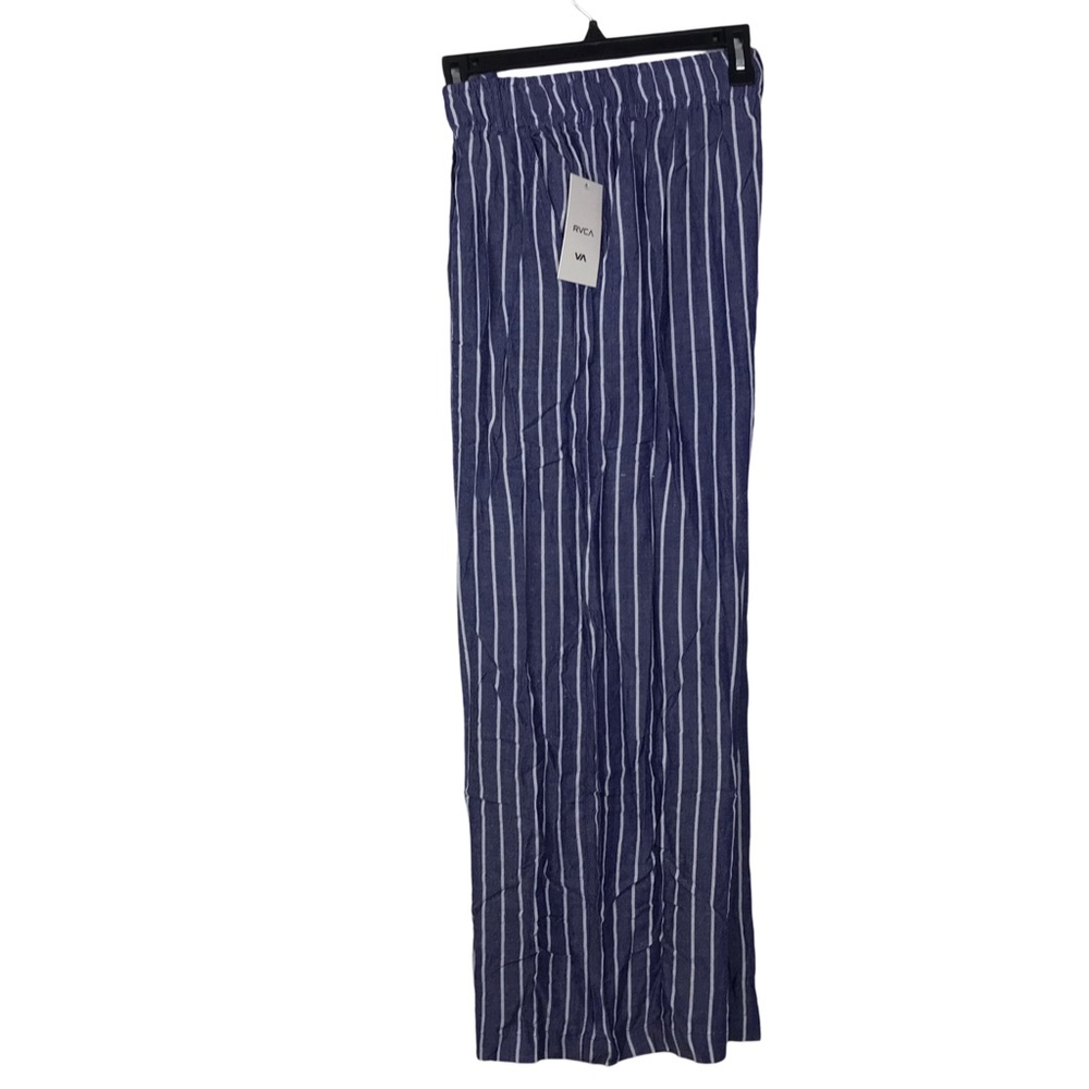 RVCA Nautycal Pant Women’s Sz L/12 Striped Blue/White High Rise Wide Leg Pull On